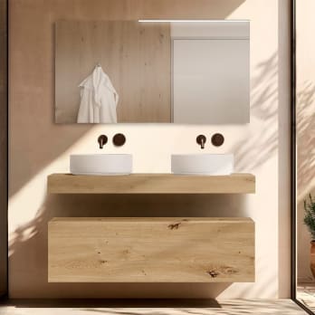 Meuble de salle de bains avec plan de toilette en bois de 10 cm de hauteur, monocolore Nomad Visobath