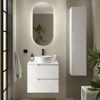 Meuble de salle de bains avec plan de toilette dans la même couleur que le meuble Vima Salgar