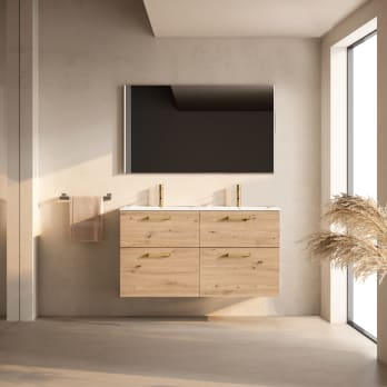 Ensemble de meubles de salle de bains avec ou sans banc avec lavabo Flat Verso Visobath