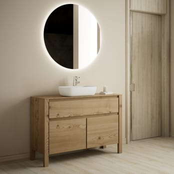 Meubles de salle de bains avec plan de toilette en bois massif Laponia Bruntec