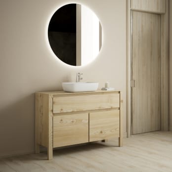 Meubles de salle de bains avec plan de toilette en bois massif Laponia Bruntec