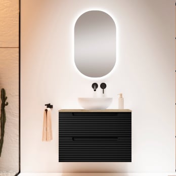 Meuble de salle de bains avec plan de toilette hydrofuge Chêne Costa Kyoto Viso