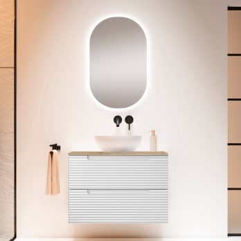 Meuble de salle de bains avec plan de toilette hydrofuge Chêne Costa Kyoto Viso