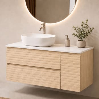 Meuble de salle de bains Alpes 21 Bruntec avec plan de toilette Solid Surface blanc