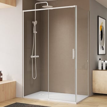 Paroi de douche angulaire coulissante sur mesure Aria Bruntec
