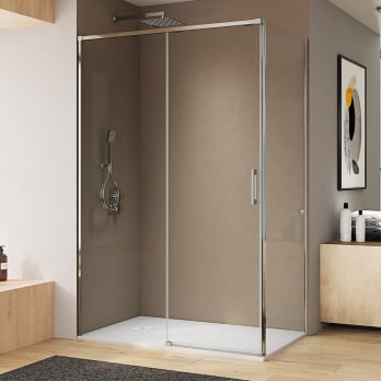 Paroi de douche angulaire coulissante sur mesure Aria Bruntec
