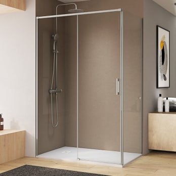 Paroi de douche angulaire coulissante sur mesure Aria Bruntec