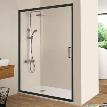 Paroi de douche Bella (BL607+BL602) Kassandra noir mat