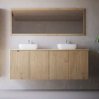 Meuble de salle de bains avec plan de toilette en bois massif Alpes 15 Bruntec