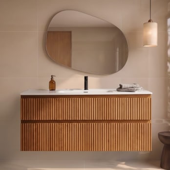 Ensemble de meuble de salle de bains en bois massif Alpes Bruntec