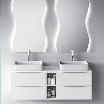 Coycama Landes meuble de salle de bain en bois avec plan de toilette en bois