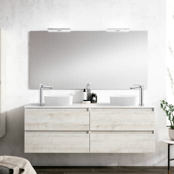 Meuble de salle de bains avec plan de toilette MDF hydrofuge Box Viso