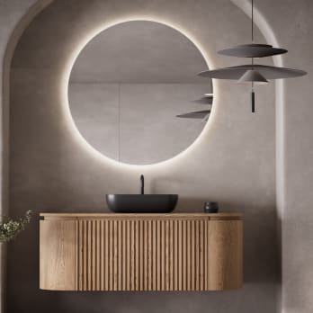 Meuble de salle de bain en frêne massif avec plan de toilette Evo Curve Bruntec