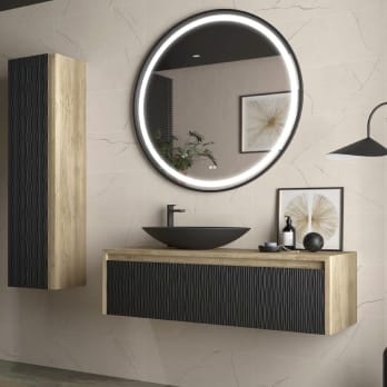 Meuble de salle de bains Lambda avec plan de toilette en bois Coycama