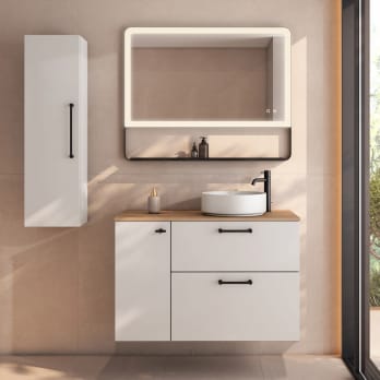 Meuble de salle de bains avec plan de toilette en bois Verso Viso