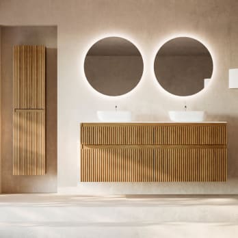 Meubles de salle de bains en bois massif rainuré Alpes 9 Bruntec