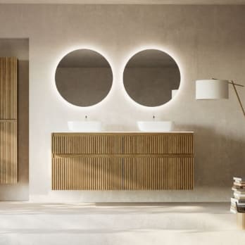 Meubles de salle de bains en bois massif rainuré Alpes 9 Bruntec