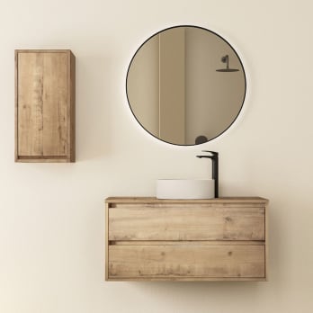 Bruntec Boston Nordic meuble de salle de bain en bois avec plan de toilette