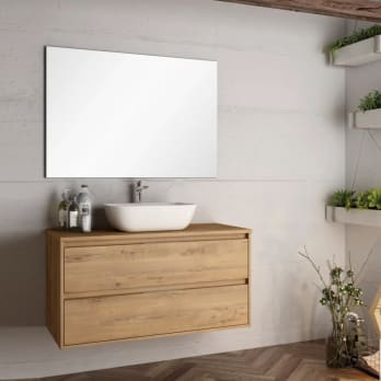 Bruntec Boston Nordic meuble de salle de bain en bois avec plateau en bois