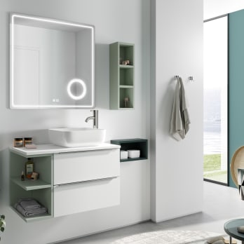 Coycama Landes meuble de salle de bain en bois avec plan de toilette en bois