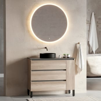 Meuble de salle de bains avec plan de toilette en bois Kloe Campoaras