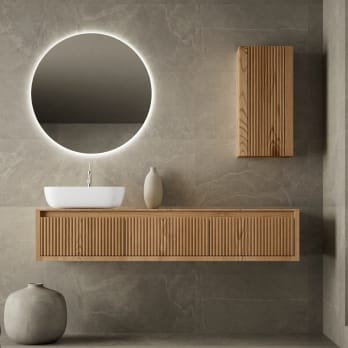 Meuble de salle de bain en bois massif avec plan de toilette Alpes 20 Bruntec