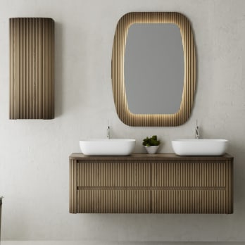 Meuble de salle de bains avec plan de toilette en bois massif Bavaria Bruntec
