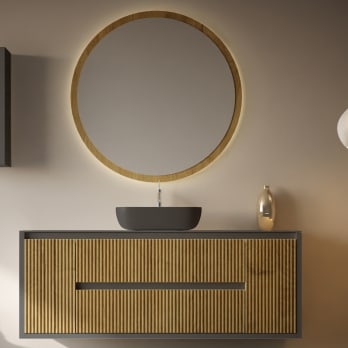 Meuble de salle de bain avec plan de toilette en bois massif Alpes 13 Bruntec