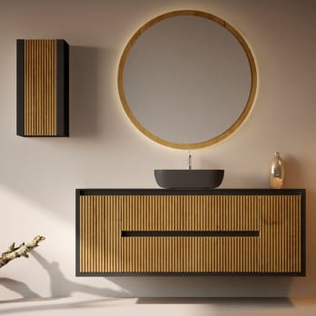Meuble de salle de bains avec plan de toilette en bois massif Alpes 13 Bruntec