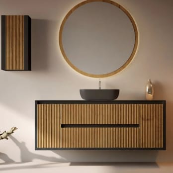 Meuble de salle de bains avec plan de toilette en bois massif Alpes 13 Bruntec