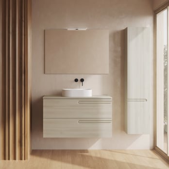 Meuble de salle de bains avec plan de toilette en bois Econic Royo