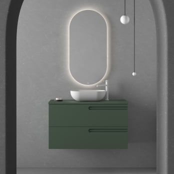 Meuble de salle de bains avec plan de toilette en bois Econic Royo