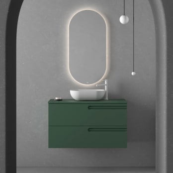 Meuble de salle de bains avec plan de toilette en bois Econic Royo