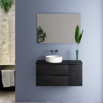 Meuble de salle de bains avec plan de toilette en bois Coban Bruntec