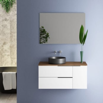 Meuble de salle de bains avec plan de toilette en bois Coban Bruntec