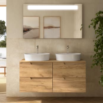 Meuble de salle de bains avec plan de toilette dans la même couleur que le meuble Vima Salgar
