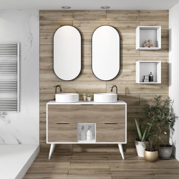 Meuble de salle de bains avec plan de toilette en bois Vintass Campoaras