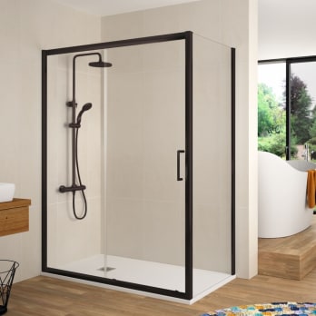 Paroi de douche Bella noir mat (BL607+BL602+BL103) Kassandra