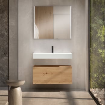 Ensemble meuble de salle de bain avec lavabo Lila en céramique de 12 cm de hauteur et tiroirs Nomad Viso Bath