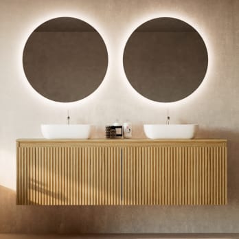 Meuble de salle de bain en bois massif avec plan de toilette Alpes 4 Bruntec