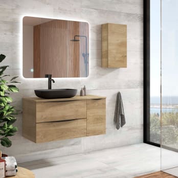Meuble de salle de bains avec plan de toilette en bois Landes Coycama