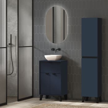 Ensemble meuble de salle de bains faible profondeur 35,5 cm avec lavabo Midi Visobath sur plan de toilette
