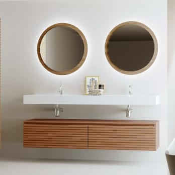 Ensemble meuble de salle de bain avec lavabo double en solid surface et caisson Alpes 4 Bruntec