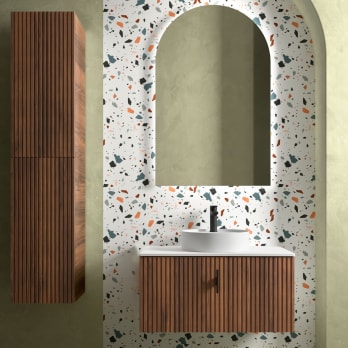 Meuble de salle de bains avec plan de toilette en bois Biba Salgar