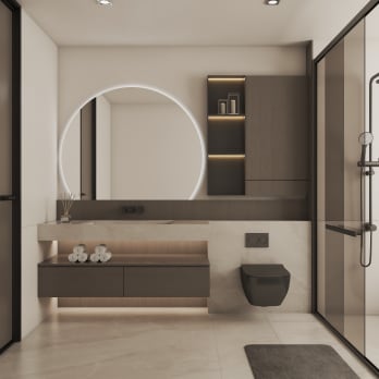 Miroir demi-lune Zoni Bruntec avec éclairage LED