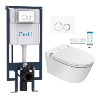 Pack WC japandi intelligent suspendu + réservoir de chasse + plaque de poussée Eos Pro Nashi