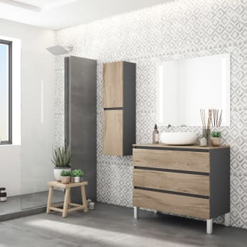 Meuble de salle de bains avec plan de toilette en bois Kloe Campoaras