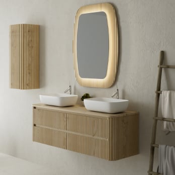 Meubles de salle de bains avec plan de toilette en bois massif Baviera Bruntec