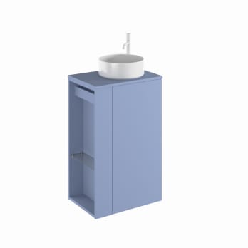 Meuble de salle de bains Bassi Royo avec plan de toilette en bois assorti profondeur réduite