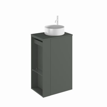 Meuble de salle de bains Bassi Royo avec plan de toilette en bois assorti profondeur réduite